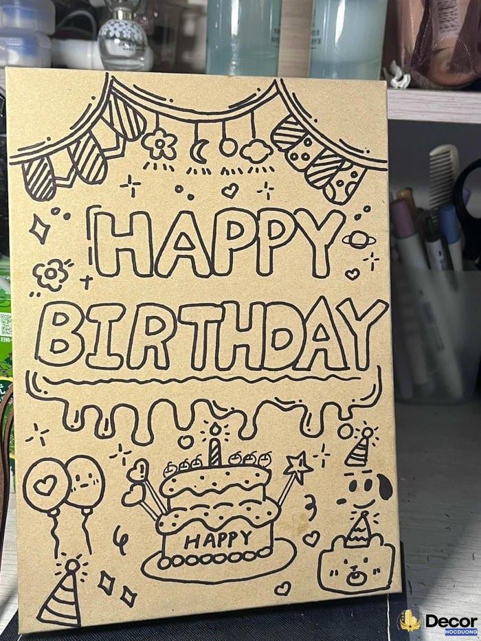 trang trí thiệp sinh nhật với hình cắt dán