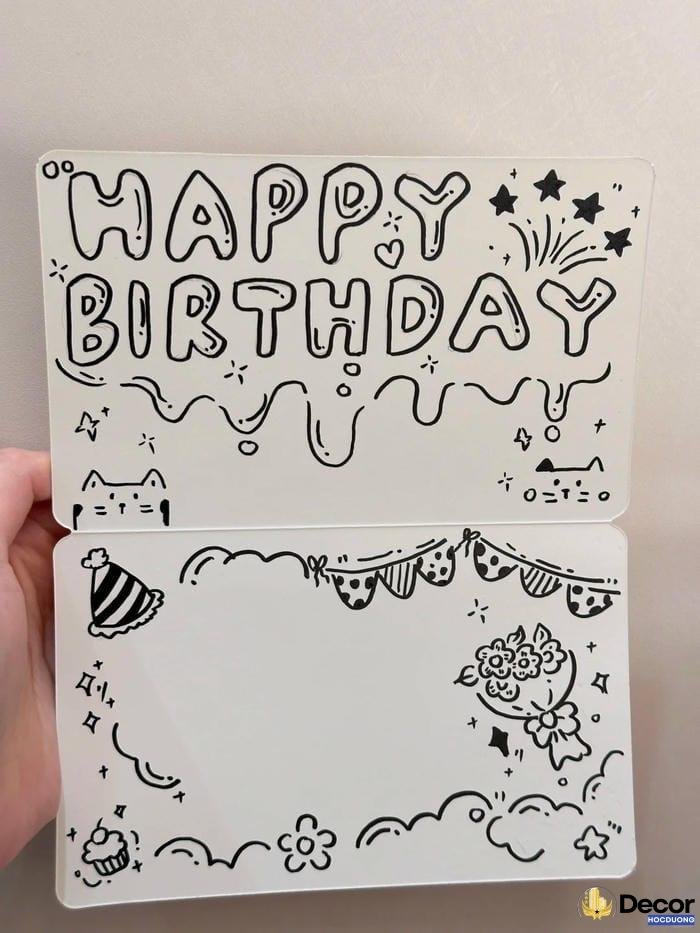 trang trí thiệp sinh nhật với hoa