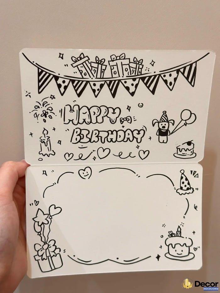 trang trí thiệp sinh nhật với viền