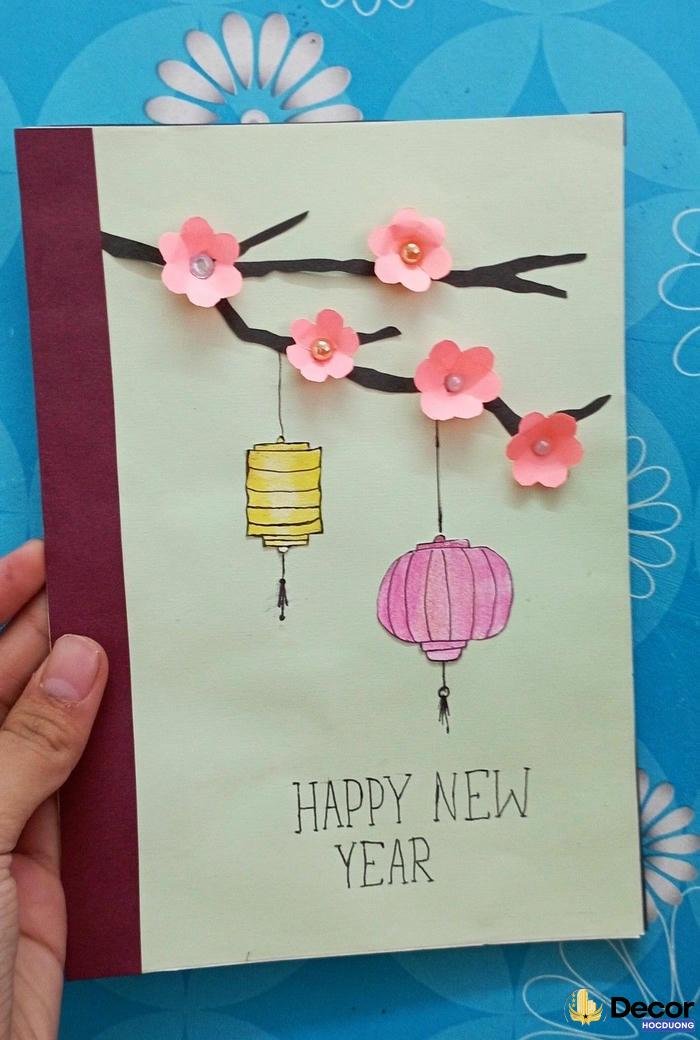 trang trí thiệp tết dễ thực hiện