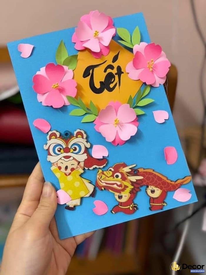 trang trí thiệp tết đơn giản