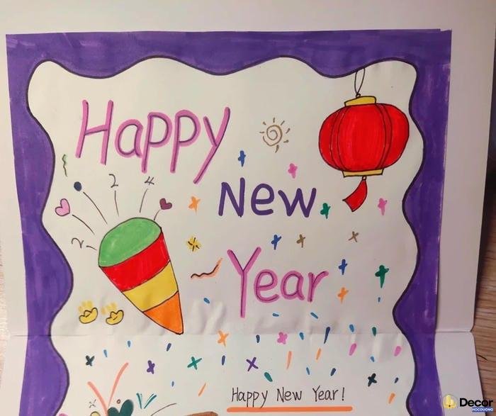 trang trí thiệp tết với lời chúc