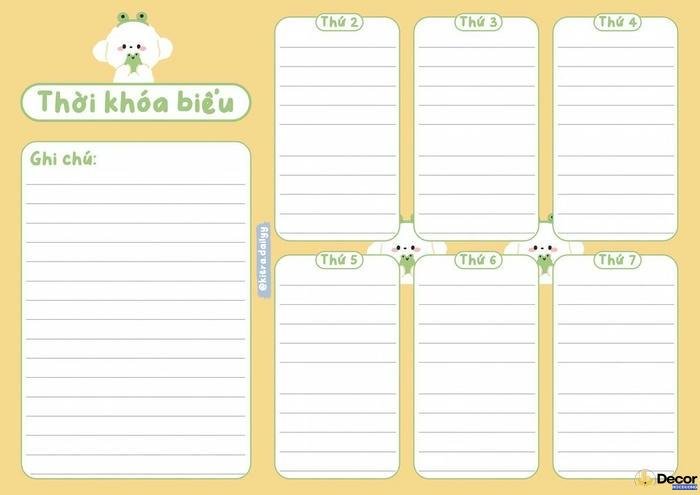 trang trí thời khóa biểu cấp 1