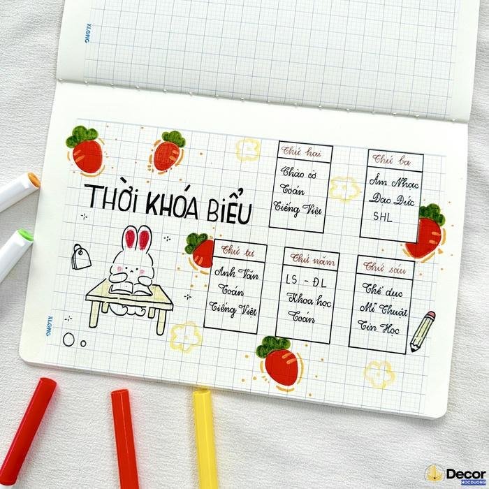 trang trí thời khóa biểu cấp 2 có trái cây