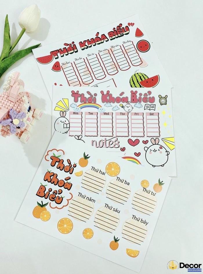 trang trí thời khóa biểu cấp 2 đẹp nhất