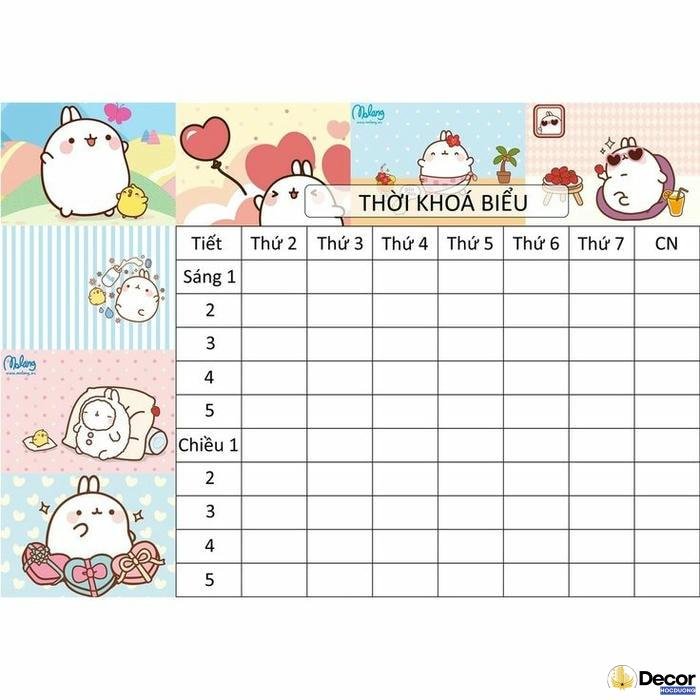 trang trí thời khoá biểu cấp 2 đơn giản