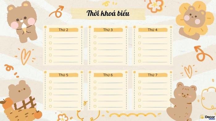 trang trí thời khóa biểu cấp 2 full hd