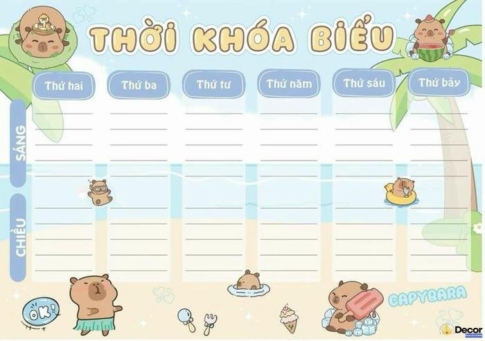trang trí thời khóa biểu cấp 2 mới nhất