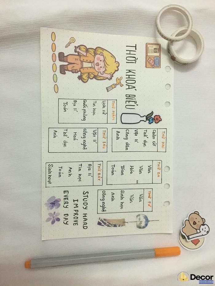 trang trí thời khóa biểu cấp 2 sở cấp phép