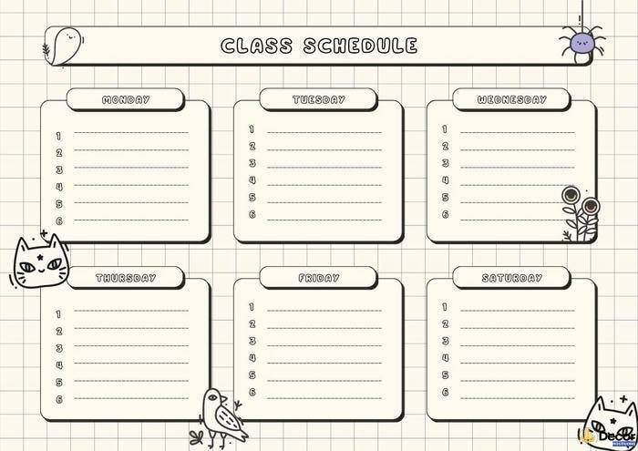 trang trí thời khóa biểu cấp 2 trắng