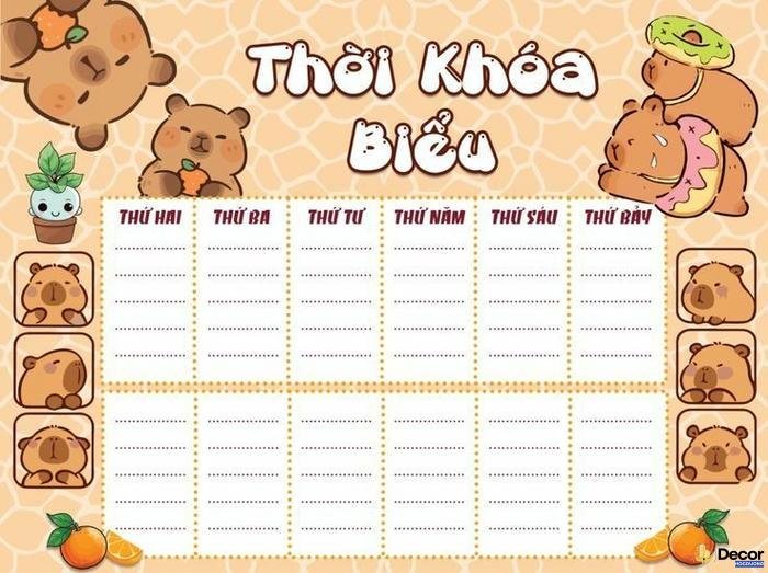 trang trí thời khóa biểu cấp 2
