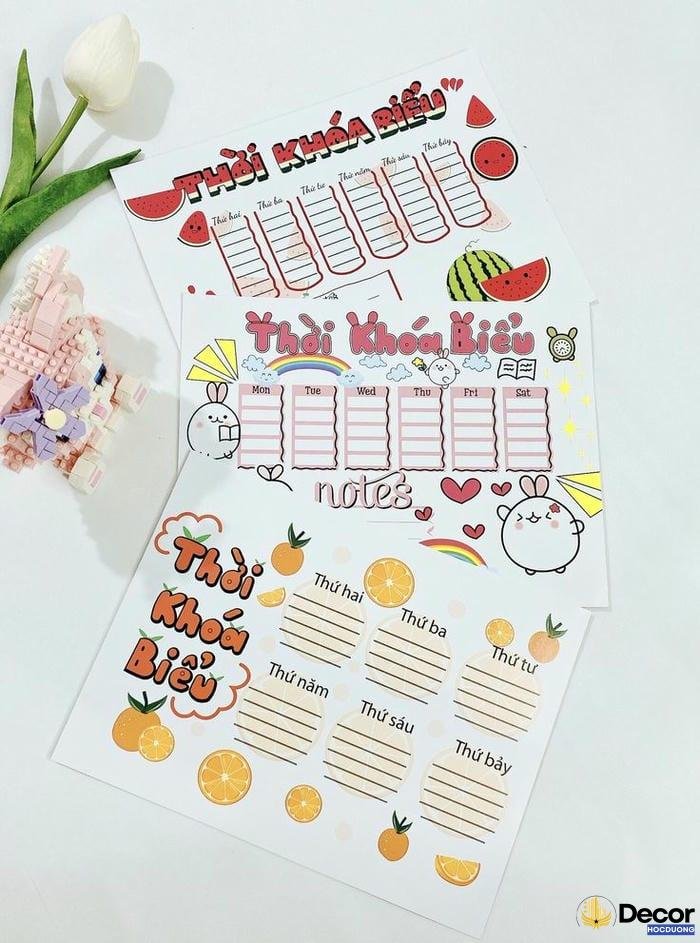 trang trí thời khóa biểu đẹp mắt