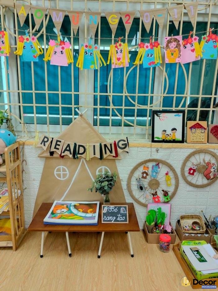 trang trí thư viện góc lớp tiểu học