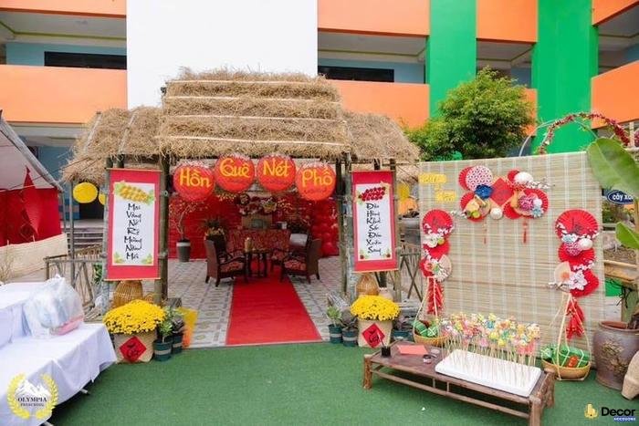 trang trí tiểu cảnh tết bằng tre nứa
