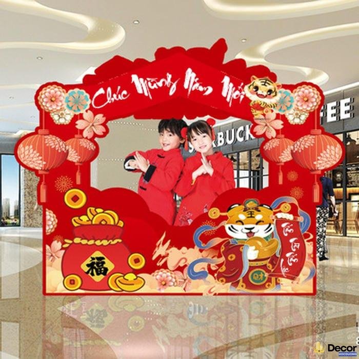 trang trí tiểu cảnh tết bằng vật liệu