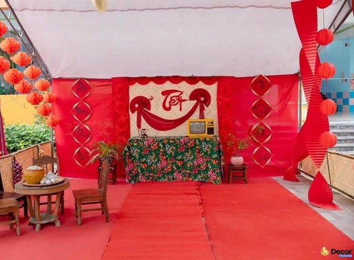 trang trí tiểu cảnh tết cho cửa hàng