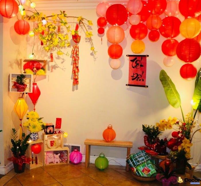 trang trí tiểu cảnh tết sân vườn