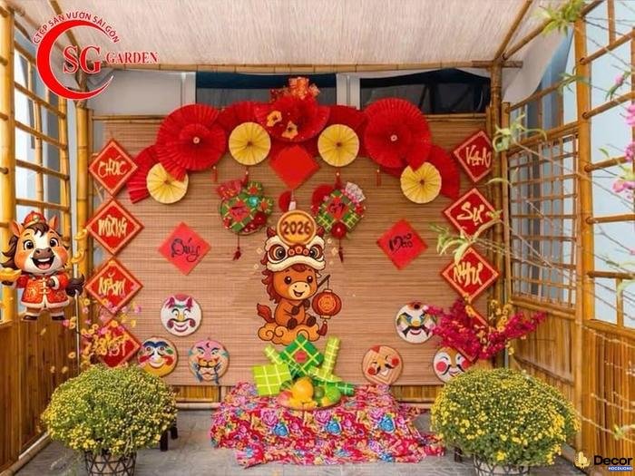 trang trí tiểu cảnh tết với bánh chưng