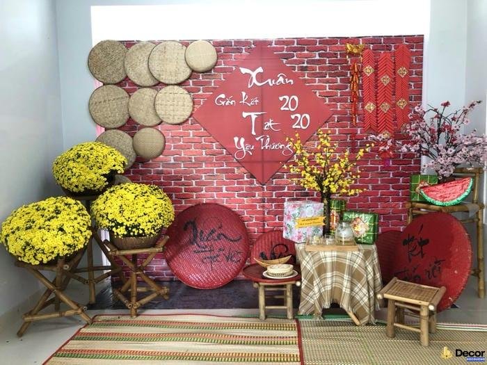 trang trí tiểu cảnh tết với câu đối