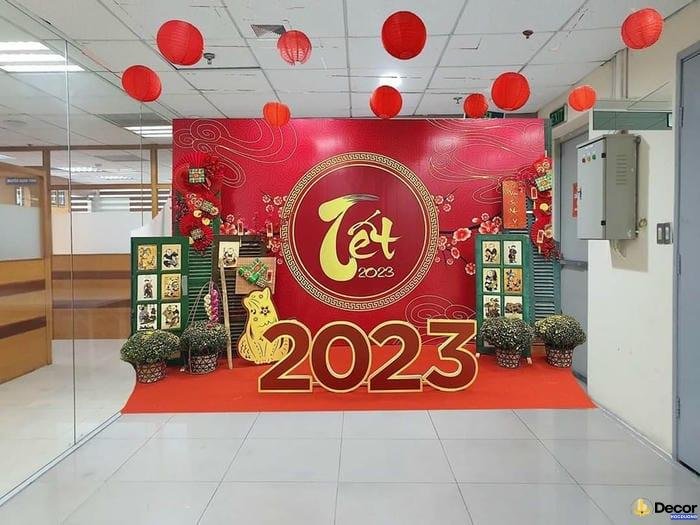 trang trí tiểu cảnh tết với đèn lồng