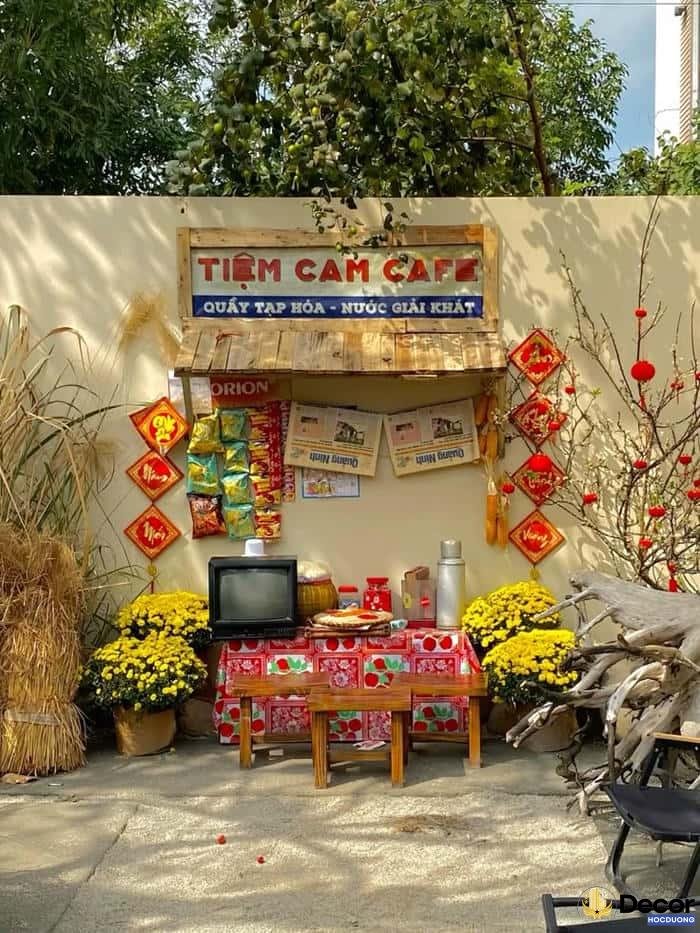 trang trí tiểu cảnh tết xưa bằng tre nứa