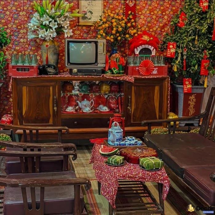 trang trí tiểu cảnh tết xưa không gian xuân