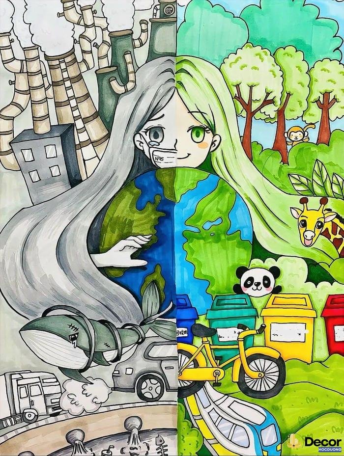 tranh a3 bảo vệ môi trường cho thiếu nhi