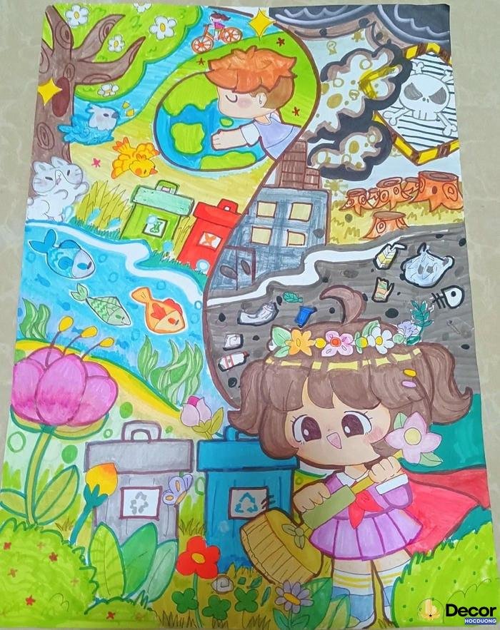 tranh a3 bảo vệ môi trường với cây xanh