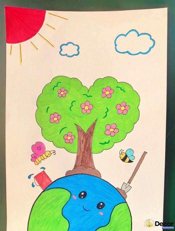 tranh a3 bảo vệ môi trường với thùng rác