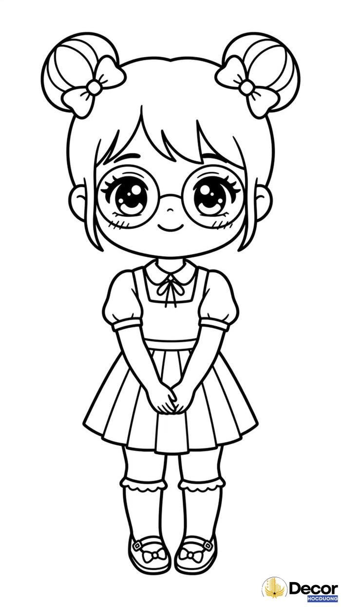 tranh tô màu chibi kute dễ tô