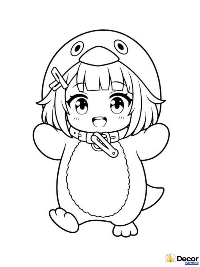 tranh tô màu chibi kute đơn giản