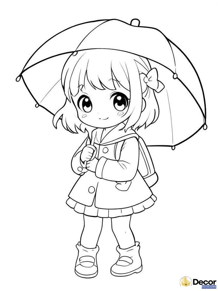 tranh tô màu chibi kute girl xinh đẹp hot