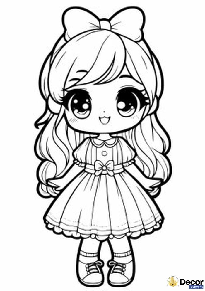 tranh tô màu chibi kute hài hòa