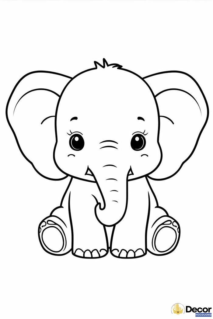 tranh tô màu con voi ấn tượng