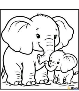tranh tô màu con voi siêu xinh