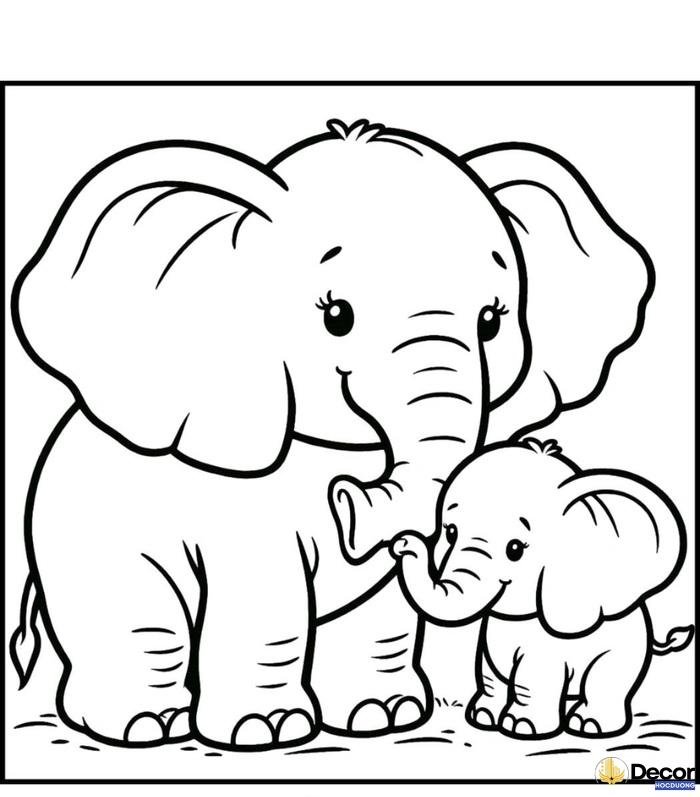 Gợi ý + 90 mẫu tranh tô màu con voi đẹp nhất cho bé tập tô