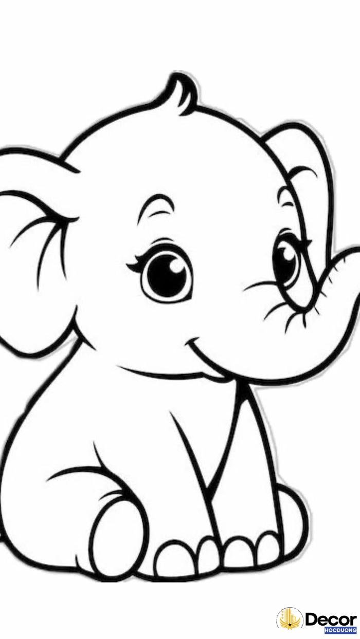 tranh tô màu con voi thẩm mỹ