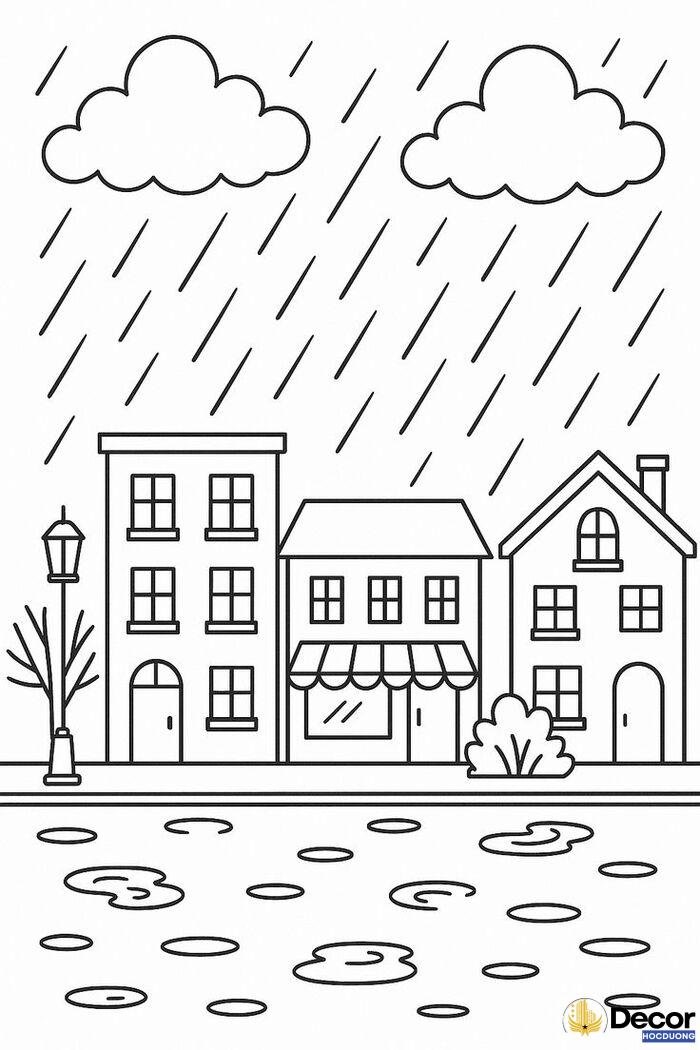 tranh tô màu hình ngôi nhà cute