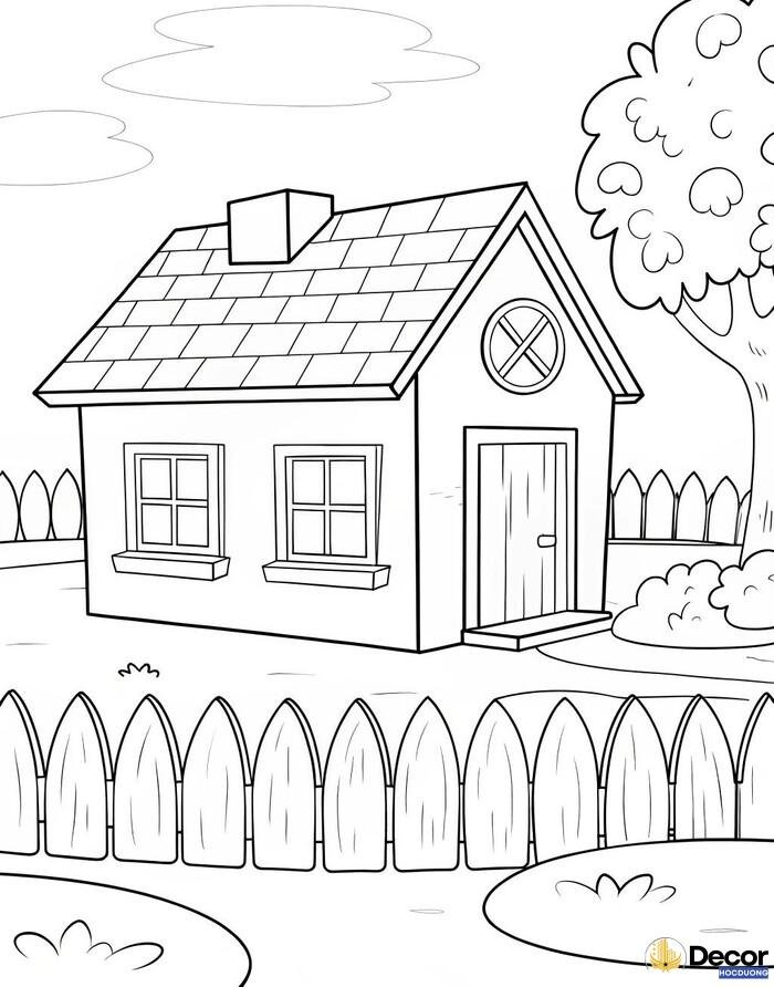 tranh tô màu hình ngôi nhà đẹp