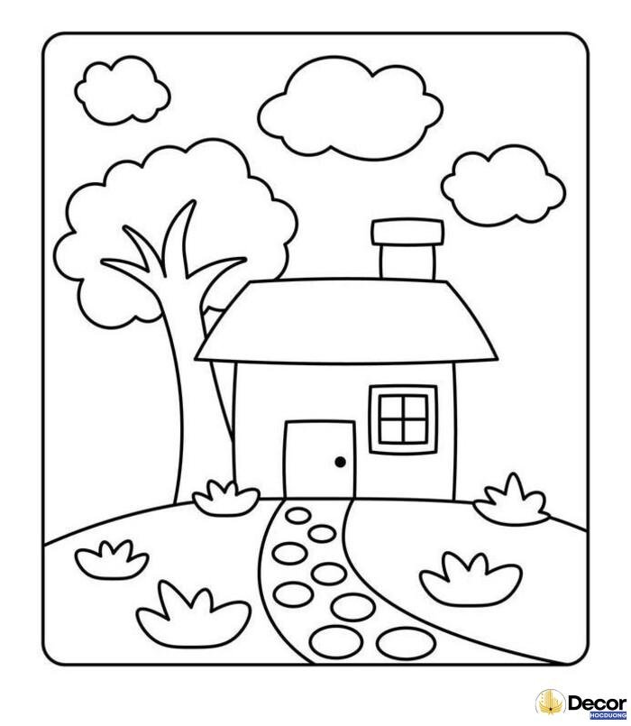 tranh tô màu hình ngôi nhà