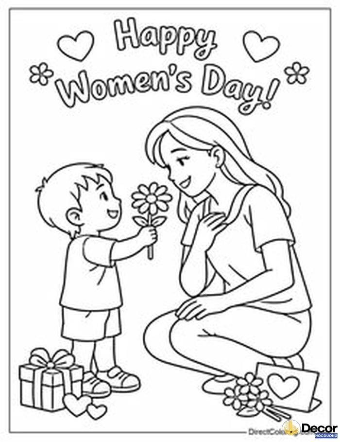 tranh tô màu ngày 8.3 thẩm mỹ