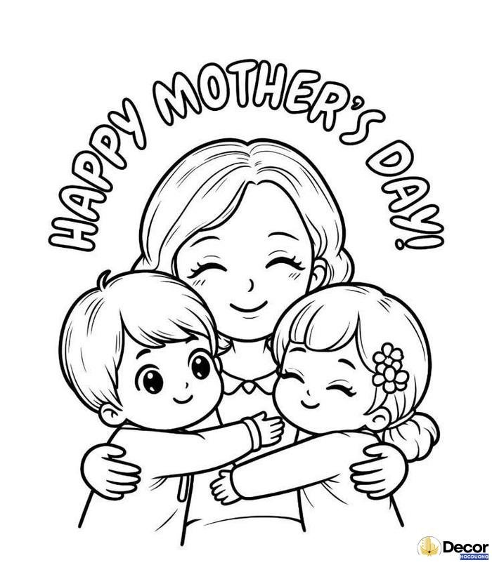 tranh tô màu ngày 83 mẹ con đẹp nhất
