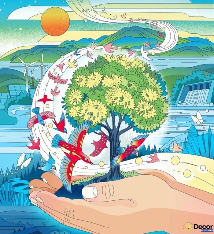 tranh vẽ a3 bảo vệ môi trường học sinh