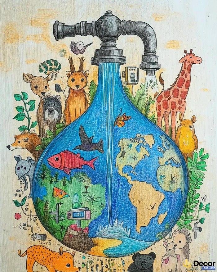 tranh vẽ bảo vệ môi trường màu sắc