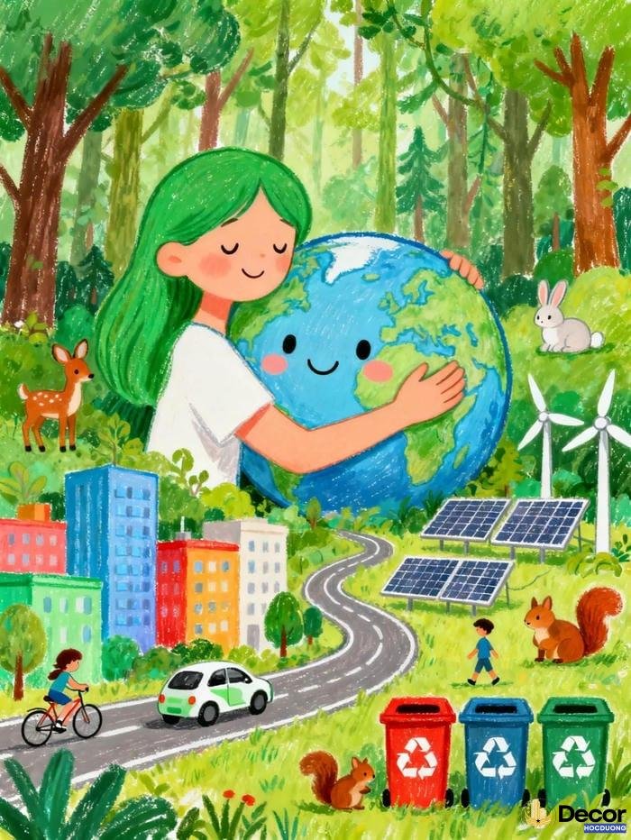 tranh vẽ bảo vệ môi trường với thông điệp