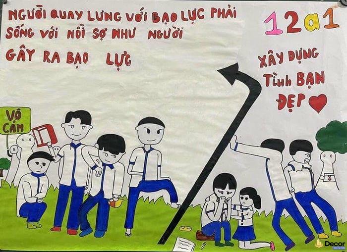 tranh vẽ về hậu quả bạo lực học đường
