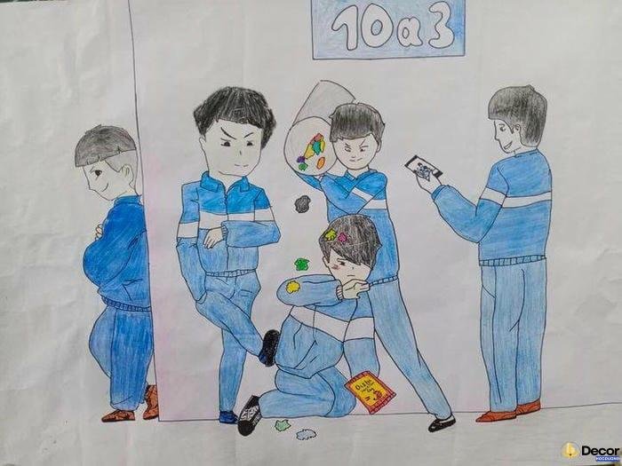 tranh vẽ về tình bạn và bạo lực học đường