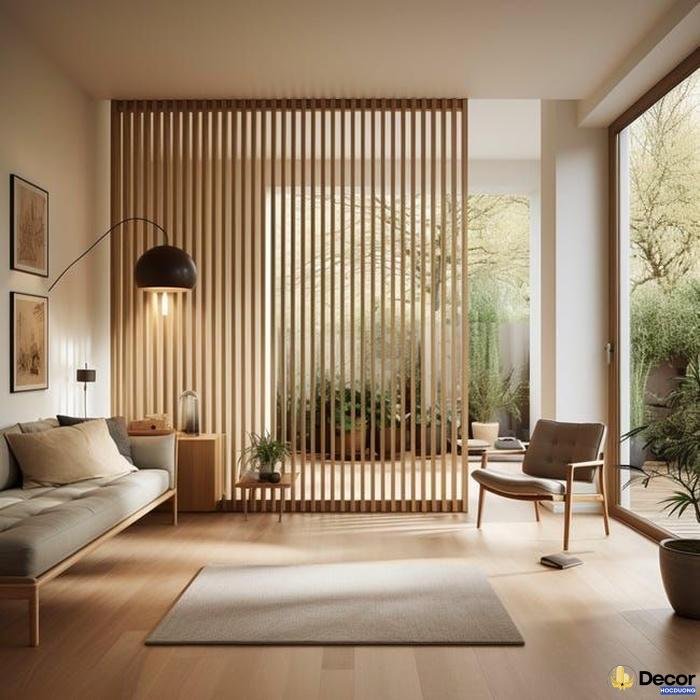 vách ngăn trang trí phòng khách đẹp mắt