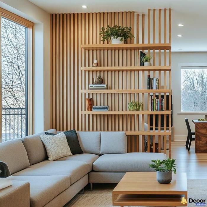 vách ngăn trang trí phòng khách nhà phố