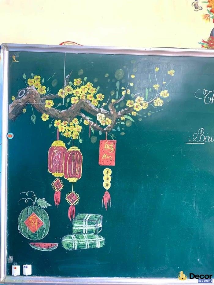 vẽ bảng trang trí Tết nghệ thuật